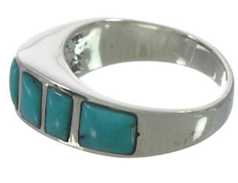 Turquoise Inlay Sterling Silver Jewelry Ring Size 8-1/2 VX36582